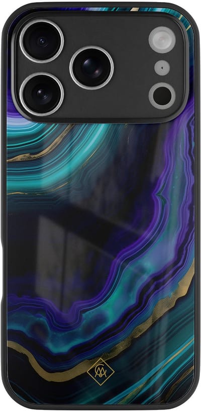 Casimoda® hoesje - Geschikt voor iPhone 17 Pro Max - Smaragd Paars Groen - Luxe Hard Case Zwart - Backcover telefoonhoesje - Paars