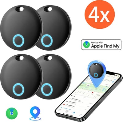 Rayofi Air Tag met LED-Bluetooth Tracker compatibel met Apple Find My (alleen iOS)- Smart Tracker Tag voor Bagage/tassen- zwart-IP67 waterdicht