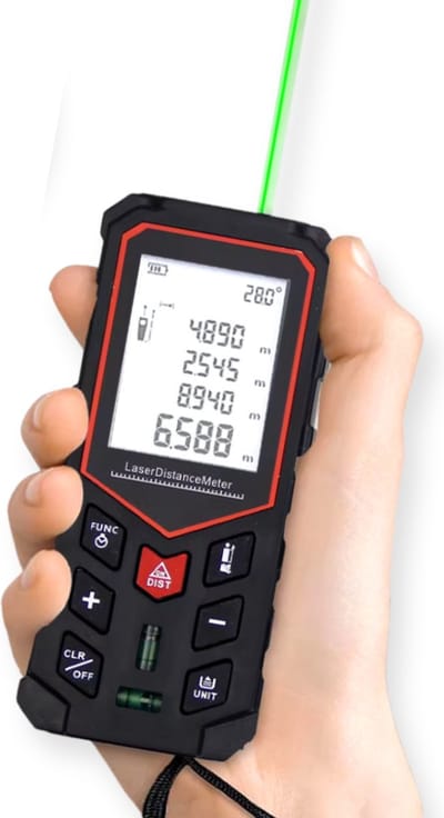 Laser Afstandsmeter Digitaal – Nauwkeurige Lasermeter tot 50 Meter – 2 Waterpassen - Met Geheugen Metingen Opslaan