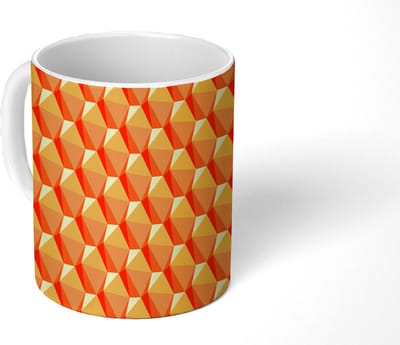 Mok - Koffiemok - Oranje - Patronen - 3D - Mokken - 350 ML - Beker - Koffiemokken - Theemok