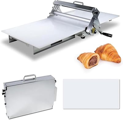 Deeg Lamineermachine - Pastaroller Deegroller - Bakkerij Producten Maken - Instelbare Dikte - 60 x 30 cm - Zilver