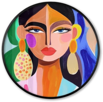 Poster in lijst Rond - Fotolijst 60x60 cm - Posters - Portret - Vrouw - Modern - Ronde posterlijst zwart - Decoratie - Wanddecoratie woonkamer - Muurdecoratie slaapkamer