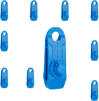 Zeilklemmen - Tentklemmen - Outdoor Bevestiging - Getande Interface - 10 Stuks - Blauw