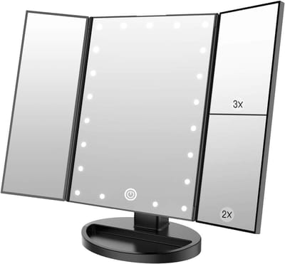 DVDSS® Make up spiegel - Met 21 led-lampen - touchcreen bediening - 34,5 x 24 centimeter - Zwart