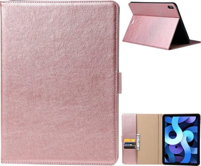 Geschikt voor iPad 11 hoes en iPad 10 hoes Leer - 11e en 10e Generatie - 10.9 Inch - 2024 en 2022 - Leren Case Cover - Luxe Lederen Tablethoes - Met Standaard - Met Pasjeshouder - Rosegoud