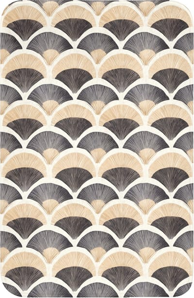 WC mat 40x60 cm - Antislip - Waaier - Patroon - Zwart - Beige - Toiletmat - Vloermat - Douchemat - Toilet tapijt - Toiletmatten