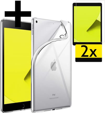 Hoes - Geschikt voor Apple iPad 8 (2020) - 10.2 inch - 8e Generatie - Met 2x Screenprotector - Siliconen Backcover - Shockproof Case - Shockbestendige Back Cover Tablet Hoesje - Transparant