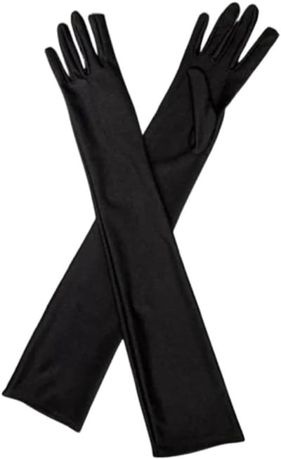 Elegante lange zwarte spandex-handschoenen voor dames, perfect voor feesten, bruiloften en dansshows, 1 paar