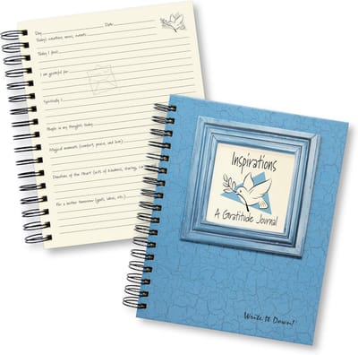 Dankbaarheidsdagboek met Blauwe Harde Kaft - Begeleide Prompts en Gerecycled Papier