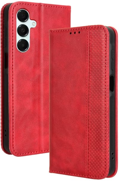 Coverup Hoesje - Geschikt voor Samsung Galaxy A17 / A26 / A16 Hoesje - Coverup Vintage Style Book Case - Rood