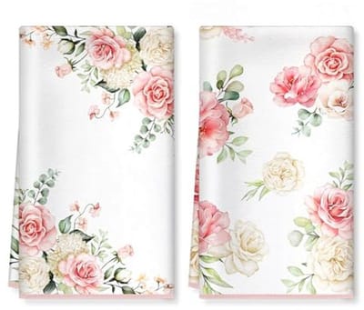 Zachte Microvezel Keukendoeken met Roze Bloemen – Absorberende Vaatdoek 40x60 cm voor Feesten en Decoratie