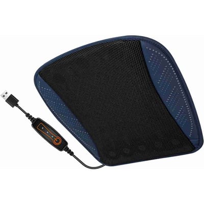 Coussin de siège ventilé avec port USB, Coussin rafraîchissant respirant d'été pour tous les sièges de voiture, Chaises de maison et de bureau, Bleu marine