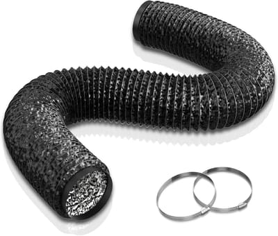 Afvoerslang van PVC 125 mm met 2 slangklemmen voor mobiele airconditioning en ventilatiesystemen, ideaal voor drogers en afzuigkappen