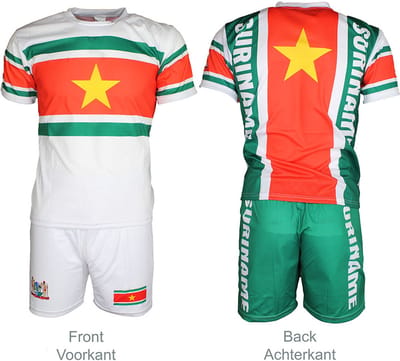 Suriname Vlag Voetbal Sport T-shirt + Broek Set Tenue - Origineel Design - 56