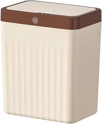 Inductie Prullenbak - Slimme Emmer - Hygiënisch Afval - Automatisch Deksel - 10 Liter - Khaki