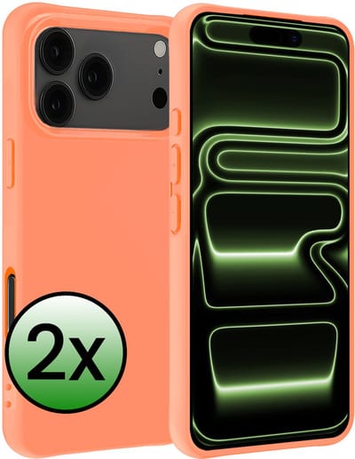 Hoesje 2 Stuks - Geschikt voor iPhone 17 Pro / 18 Pro - Sterk & Shockproof - Case Siliconen - Back Cover - Telefoon Hoes - Perzik