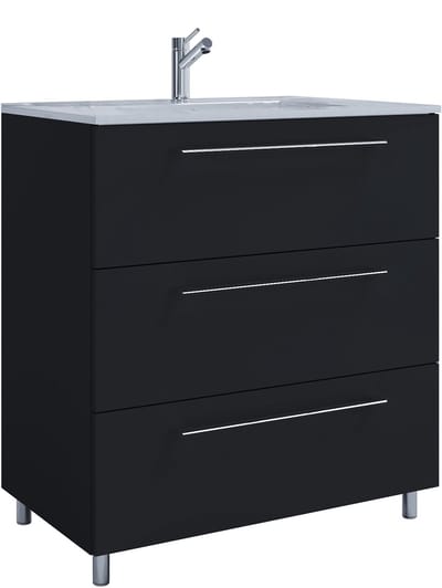 VCM 2-tlg. Waschplatz Waschtisch | Waschbecken Unterschrank Breite 80 cm | Badmöbel Set stehend | 3 Schubladen | Badinos