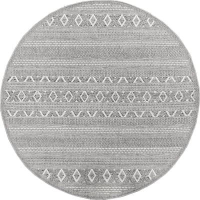the carpet Calgary – robuust vloerkleed met modern design in boho-stijl, geschikt voor keuken & eetkamer, grijs, 160 cm rond