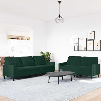 vidaXL - 2-delige - Loungeset - met - kussens - fluweel - donkergroen