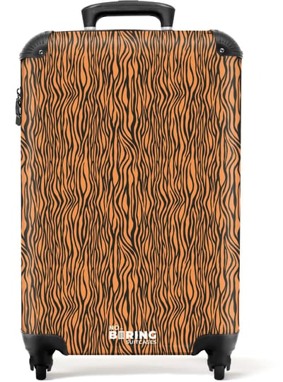NoBoringSuitcases.com - Koffer - Oranje tijgerstrepenmotief - Past binnen 55x40x20 cm en 55x35x25 cm - Trolley handbagage - Valiezen met wieltjes volwassenen - Reiskoffer op wielen - Rolkoffer lichtgewicht