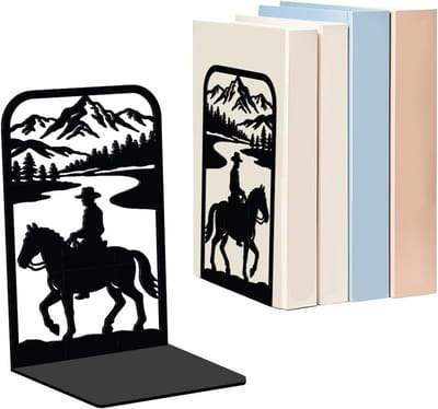 1 Paar Western Cowboy Metalen Boekensteunen voor Planken - Zware, Antislip Boeksteunen voor Thuis, Woonkamer en Bibliotheek Decoratie