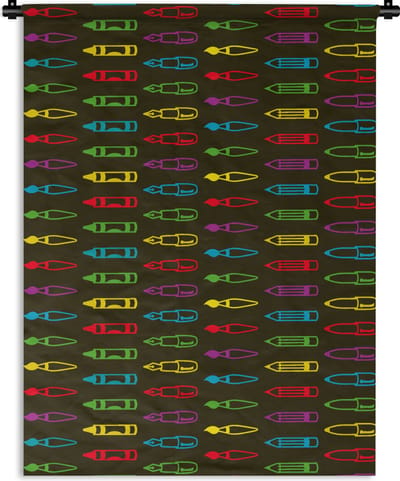 Wandkleed - Wanddoek - Potloden - Patronen - Stift - Regenboog - 90x120 cm - Wandtapijt