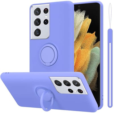 Cadorabo Hoesje geschikt voor Samsung Galaxy S21 ULTRA in LIQUID LICHT PAARS - Beschermhoes van flexibel TPU silicone Case Cover met ring