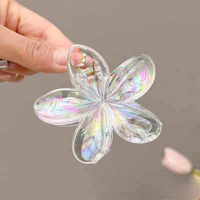 Barrettes à cheveux Fleur de Plumeria Colorées - Accessoires de queue de cheval en plastique pour la mode féminine - Adaptées pour le printemps et l'été, Voyage à Hawaï