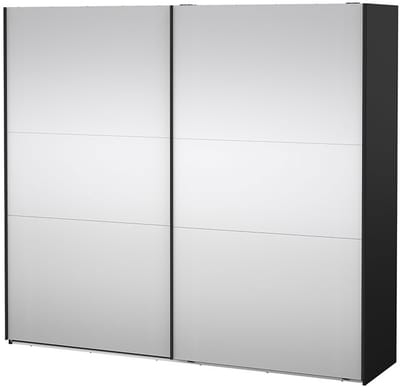Como schuifdeurkast 2 deuren met spiegel 245x220cm mat zwart.