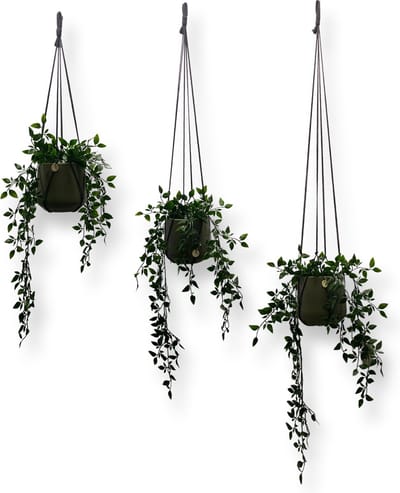 Voordeelset van 3 Plantenhangers Zonder Kwast - Antraciet - 80, 100 en 120 cm - Katoenkoord - Handgemaakt in ons Macramé Atelier - 3 Stuks - Let op: Exclusief Pot - Inclusief Verzendkosten