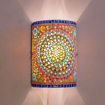 Wandlamp | 17 x 26 cm | oosterse wandlampen | E14 | meerkleurig | glas en metaal | oosters