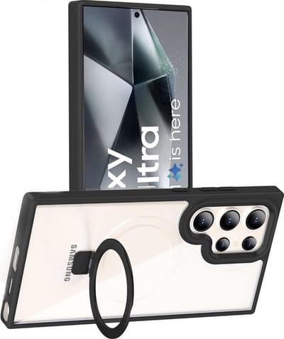 Hoesje Geschikt voor Samsung Galaxy S24 Ultra hoesje - met Magnetisch Ringhouder - Arara backcover - Zwart