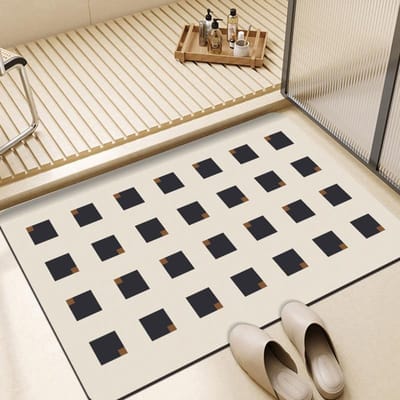 Tapis de sol de salle de bain Air Crémeux Humidité de salle de bain Évacuation de l'humidité Séchage rapide Résistant à la saleté Antidérapant Terre de diatomées Tapis souple Tapis de pédale 60*90cm