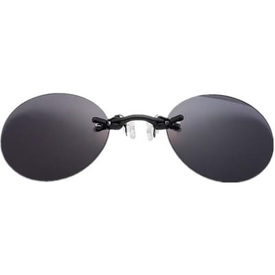 Clip-on Neus Zonnebril Ronde Vorm Randloos Oogbescherming Mini Randloos Klassiek Heren Bril Uv400 Bescherming Bescherming Oculos Sol Masculino gray