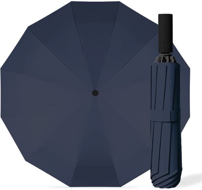 Kaaiman® Stormparaplu Opvouwbaar - Donkerblauw - 12 Panelen - Zwart Handvat - Windproof - Paraplu - 1 Knop bediening - Geschikt voor 2 personen - Beperkte oplage