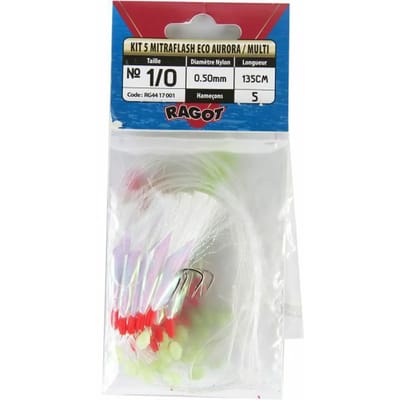 Set van 5 stuks kunstaas Ragot mitraflash eco aurora