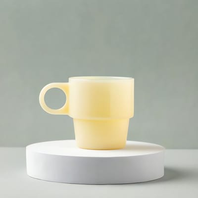 Homla PALLORA Yellow glas met handvat, 250 ml
