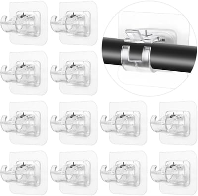 Dailygoods- Gordijnstanghouder 12 Stuks - Zelfklevend - Gordijnhaken - Gordijnroede zonder Boren - Sterk en Duurzaam - Tot 5 kg Draagvermogen - Gordijnhaak