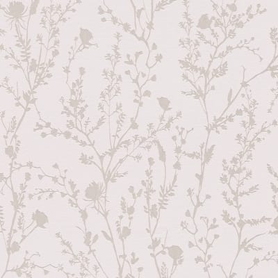 Ton sur ton behang Profhome 395461-GU vliesbehang glad met bloemmotief glinsterend roze lichtgrijs 5,33 m2
