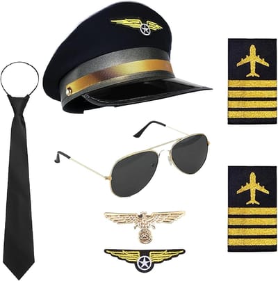 Volwassen Piloten Kostuum met Zwarte Aviator Hoed voor Feestelijke Verkleedpartijen en Themed Evenementen