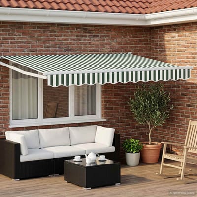vidaXL - Handbediende - luifel - met - LED's - Groen - en - Wit - 3 - x - 2,5 - m