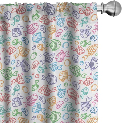 ABAKUHAUS Visgordijnen – 2x75x245 cm – Microvezel, Halfdonkerend, Meerkleurig