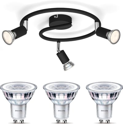 Philips Limbali Opbouwspot (Zwart) - Warmwit Licht - Plafondspot met 3 Lichtpunten - GU10 - SceneSwitch - Eenvoudig Dimbaar met Je Klassieke Schakelaar