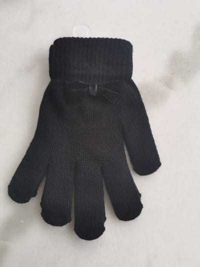 Dameshandschoenen zwart met strikje one size