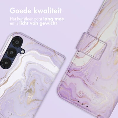 imoshion Hoesje - Geschikt voor Samsung Galaxy A35 - Design Bookcase smartphone - Purple Marble