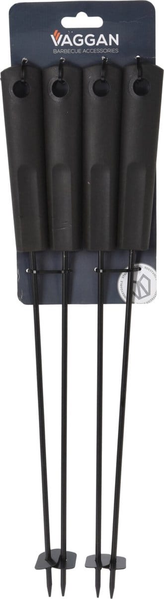 Vaggan BBQ spiezen - 4x stuks - metaal - 44 cm - vleespennen voor vlees - barbecue accessoires