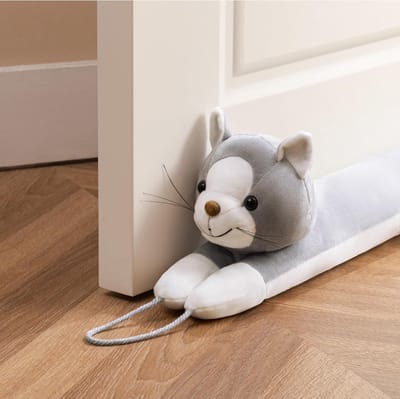 Tochtstrip Deur 91 cm - Deken tegen Tocht voor Binnen en Buiten - Kattenmodel - Grijs