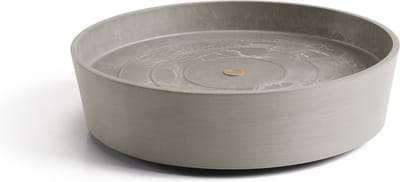 Ecopots Saucer Wheels - Taupe - Ø34,1 x H9 cm - Ronde taupe onderschotel op wielen met waterreservoir