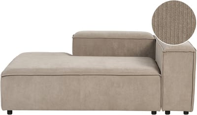 BELIANI ARDAL - Chaise longue - Lichtbruin - Rechtszijdig - Corduroy