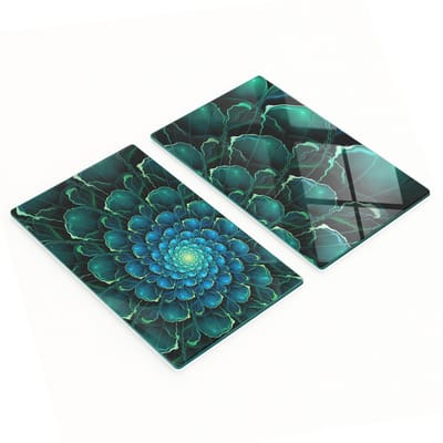 Decoratieve glazen snij- en serveerplanken met spiraalvormig bloemmotief, 2x30x52 cm